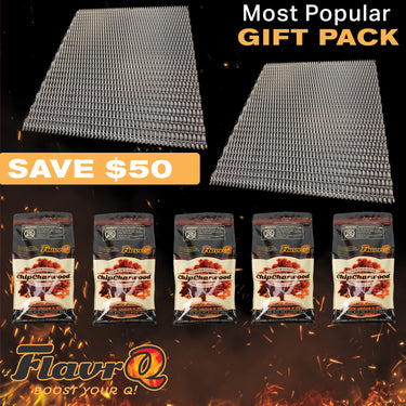 FlavrQ® Gift Pack (2 Grids & 10lbs of Charcoal Chips)